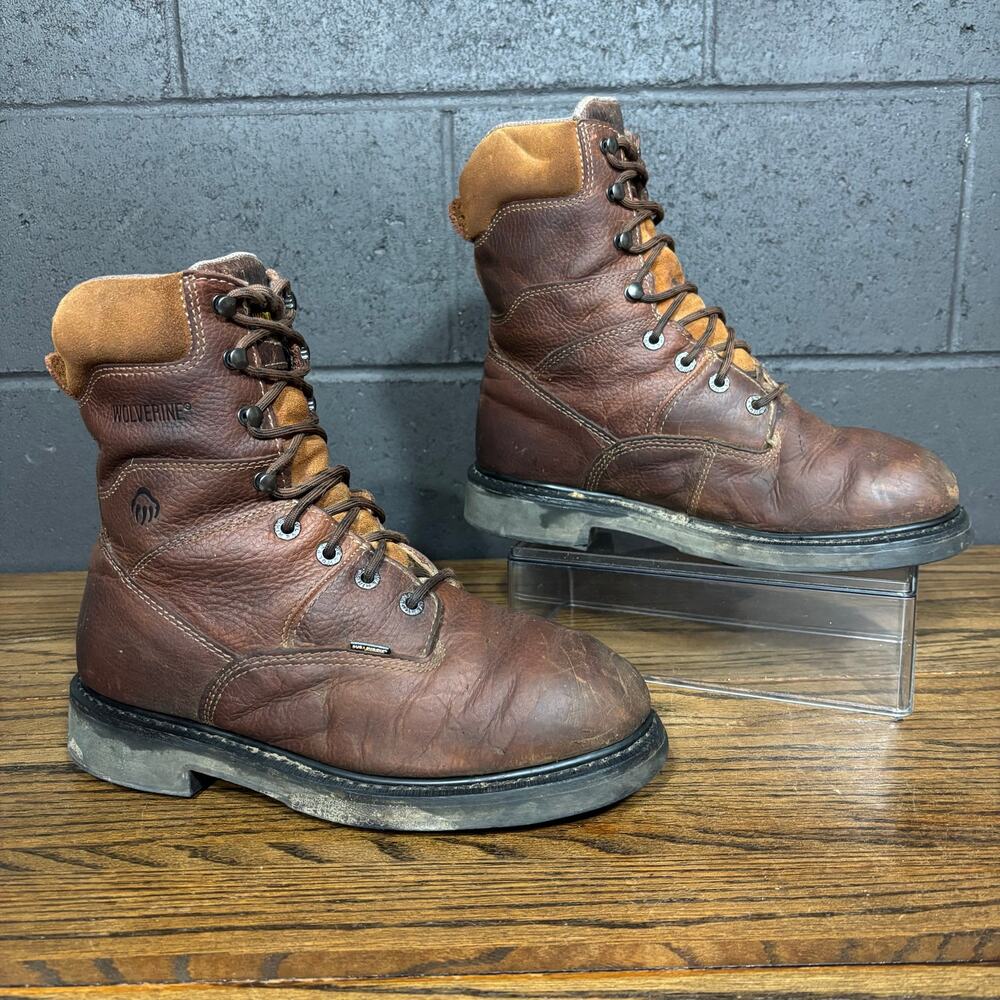 Wolverine Men’s 10EW Wide Leather Work Boots Lace Up Brown